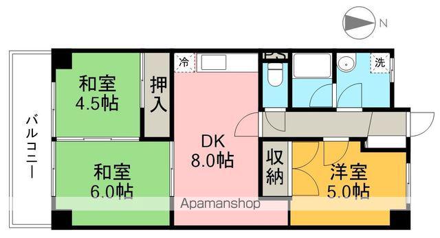 高須スカイハイツ(3DK/5階)の間取り写真