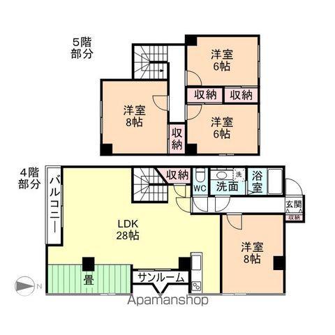 ベルヴィー・カワカミ(4LDK/4階)の間取り写真