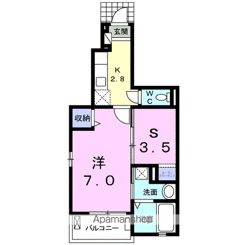 プラシードイースト(1K/1階)の間取り写真