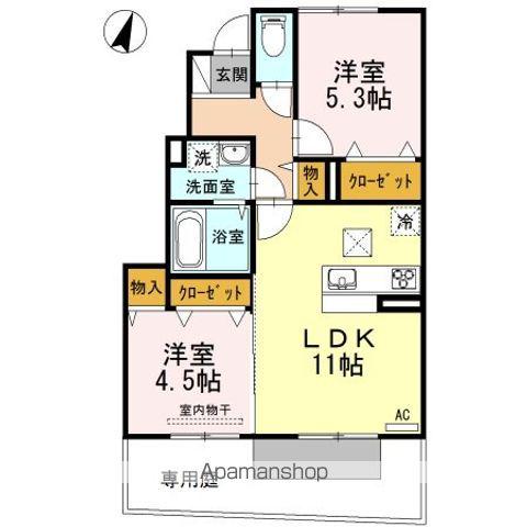 グレイスコート唐崎(2LDK/1階)の間取り写真