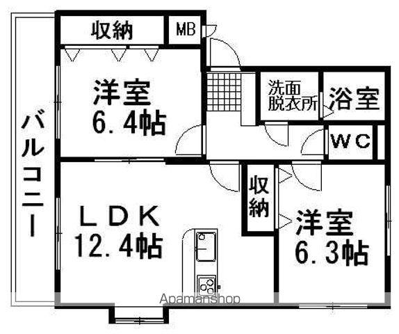 ユーミーさくら(2LDK/3階)の間取り写真