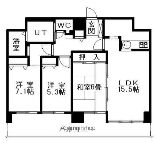 オリエンタルコート大友(3LDK/3階)の間取り写真