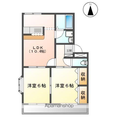 ラバーズハイム弐番館(2LDK/2階)の間取り写真