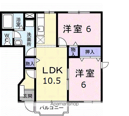 ヒルサイドコート(2LDK/1階)の間取り写真