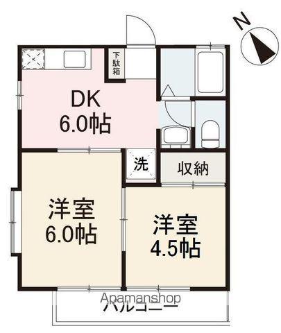 Tメーゾン(2DK/1階)の間取り写真