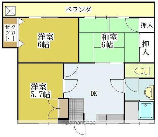 小堀ビル(3DK/6階)の間取り写真