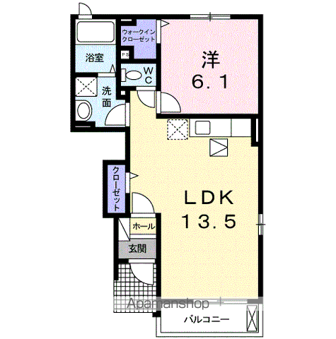ゼファーⅠ(1LDK/1階)の間取り写真