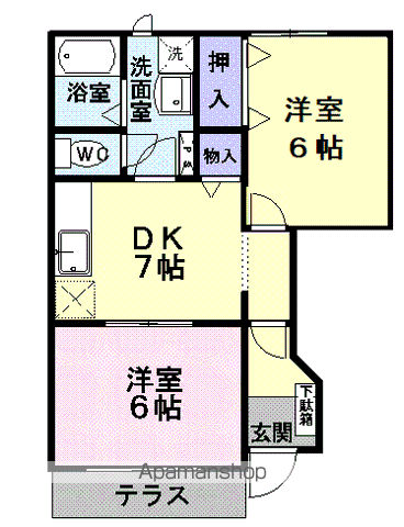 オランダ村D(2DK/1階)の間取り写真