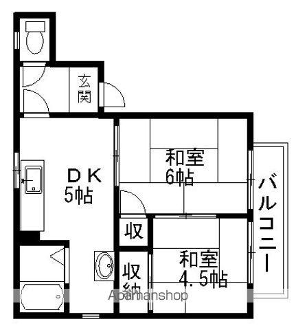 ハイツ千石(2DK/1階)の間取り写真