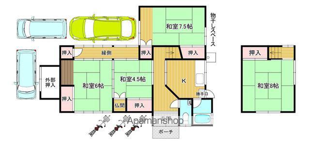 近鉄京都線 寺田駅(京都) 徒歩5分 2階建 築60年(4K)の間取り写真