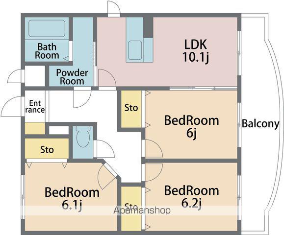 カラーズ(3LDK/5階)の間取り写真