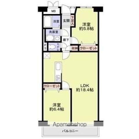 谷町グランドハイツ906(2LDK/9階)の間取り写真