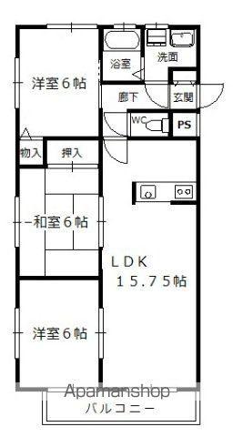 コーポ末田(3LDK/1階)の間取り写真