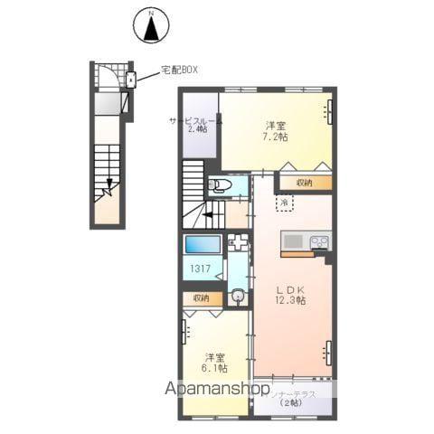 千代田・常磐緩行線 柏駅 バス乗車時間：11分 入谷津バス停で下車 徒歩1分 2階建 築1年(2LDK/2階)の間取り写真