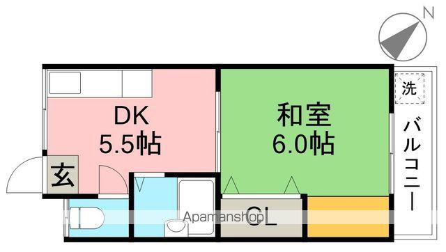 ハウス朝日Ⅱ(1DK/2階)の間取り写真