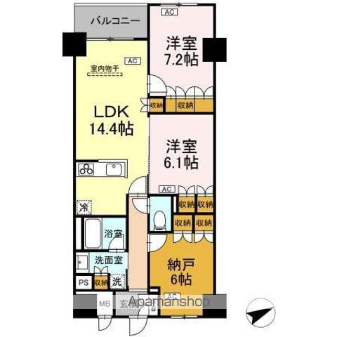 サンジョイアゼロ(2LDK/7階)の間取り写真