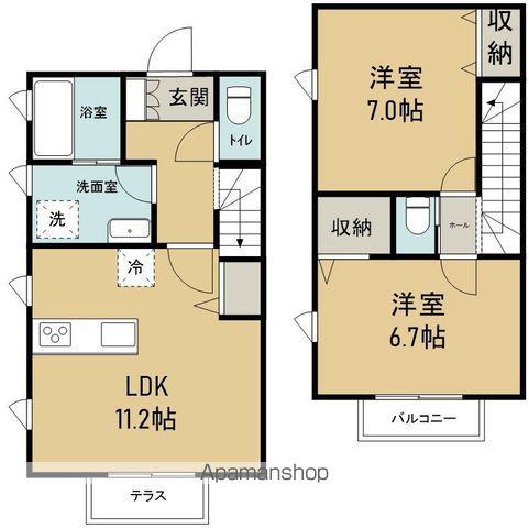 ベルレージュ北飯渕A棟(2LDK/1階)の間取り写真
