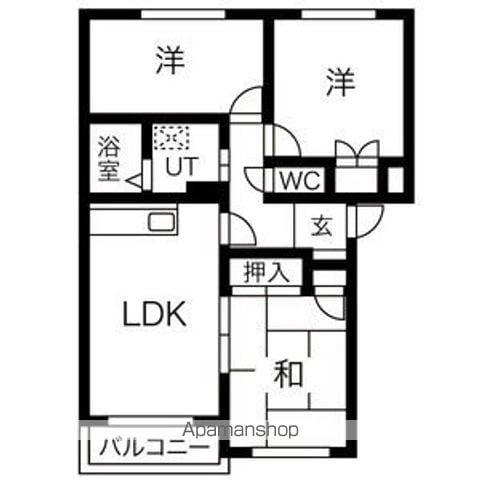 ロイヤル麻生(3LDK/1階)の間取り写真