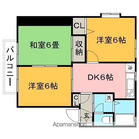 グリーンエクセル小森野A・B棟(3DK/1階)の間取り写真