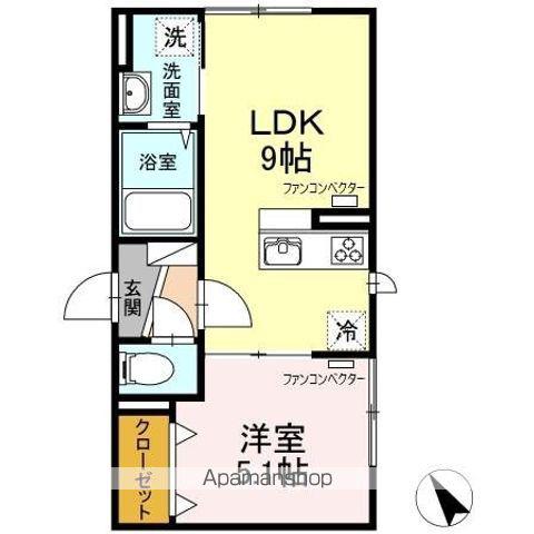 ボヌール(1LDK/2階)の間取り写真
