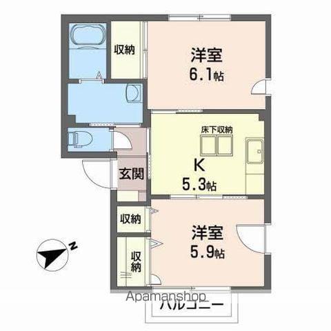 エス・フラット(2K/1階)の間取り写真