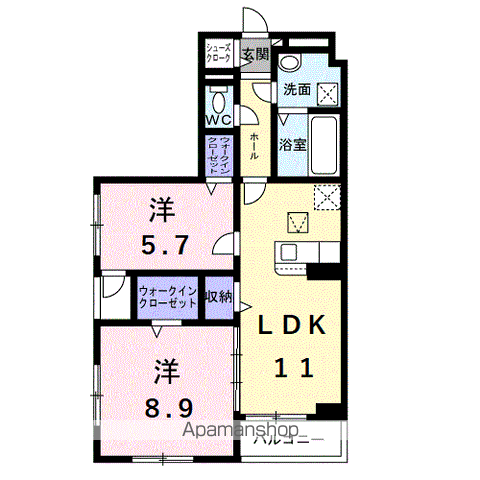 アイマコート 初芝(2LDK/1階)の間取り写真