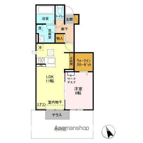 フローラ・ウィルB(1LDK/1階)の間取り写真