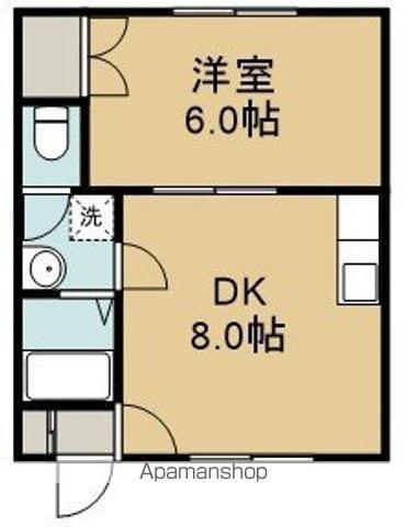 グランディール富岡Ⅲ(1DK/1階)の間取り写真