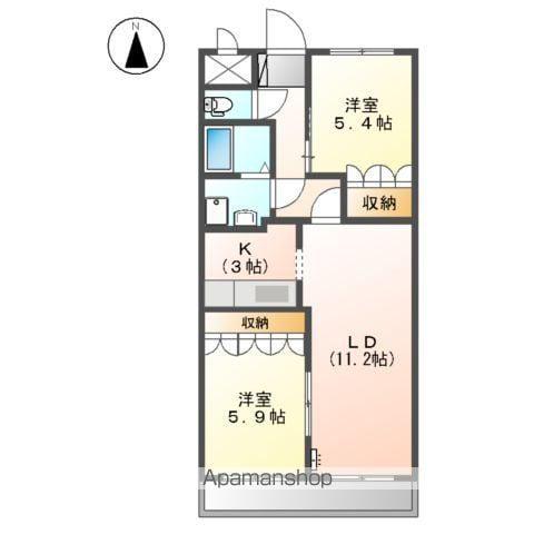 ヴィンテージマルコウA棟(2LDK/2階)の間取り写真