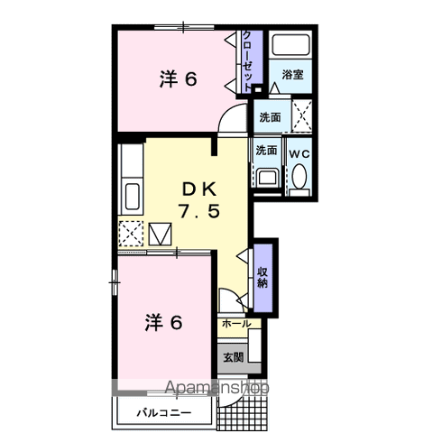 アローザ25B(2DK/1階)の間取り写真