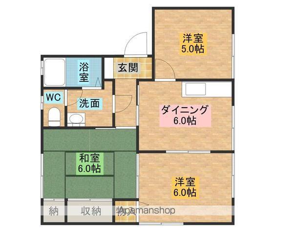 イーストコートA棟(3K/1階)の間取り写真