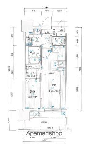 グランフォーレ千早プレミア(1LDK/3階)の間取り写真