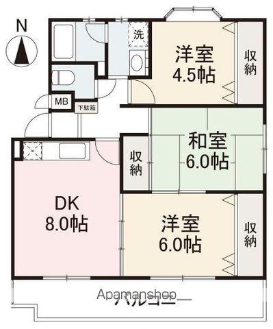 リッチアイランドⅡ(3DK/2階)の間取り写真
