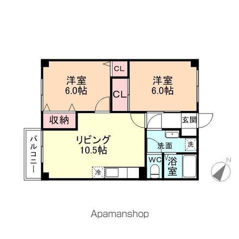 パティオ中川原(2LDK/2階)の間取り写真
