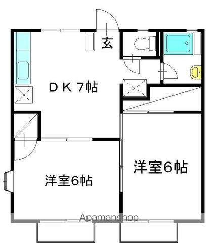 メゾンソレイユ(2DK/1階)の間取り写真