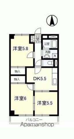 OASIS MAKINO(3DK/3階)の間取り写真