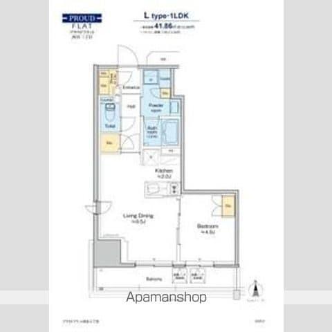 プラウドフラット四谷三丁目(1LDK/8階)の間取り写真