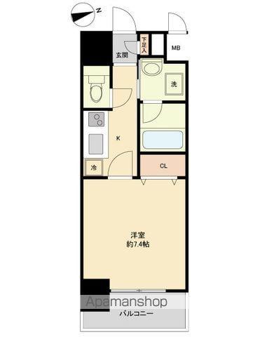 パークフラッツ本町(1K/12階)の間取り写真