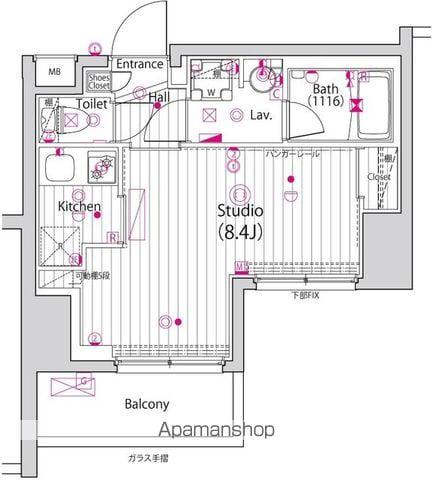ガーラ新横浜グランドステージ(1K/2階)の間取り写真