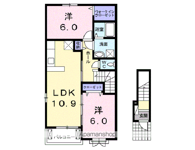 カルムメゾン(2LDK/2階)の間取り写真