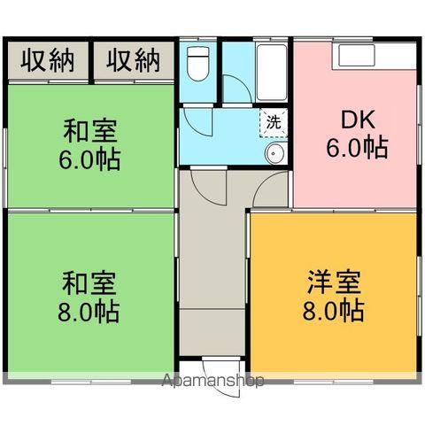 岩手県盛岡市 1階建 築36年(3DK)の間取り写真