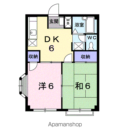 エルディムカメリア(2DK/1階)の間取り写真