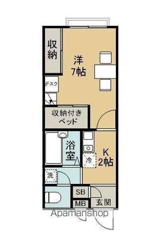 AYUKAS(1K/2階)の間取り写真