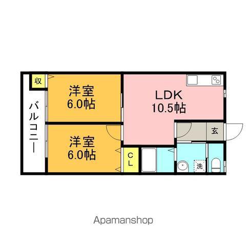 パサージュ新橋MⅢ(2LDK/1階)の間取り写真