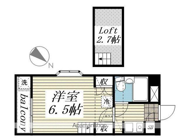 ジュネパレス市川第24-B(1K/2階)の間取り写真