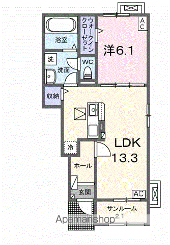 ベルファミーユ Ⅷ(1LDK/1階)の間取り写真
