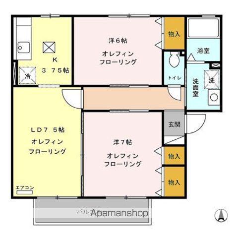 コンフォートしなの木通(2LDK/1階)の間取り写真