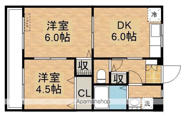 グランビューB(2DK/2階)の間取り写真