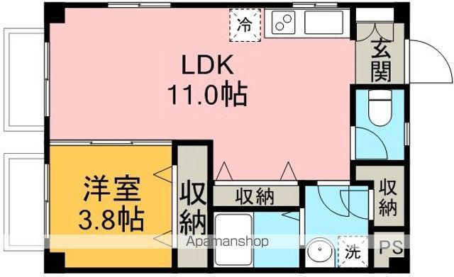 越山マンション(1LDK/3階)の間取り写真