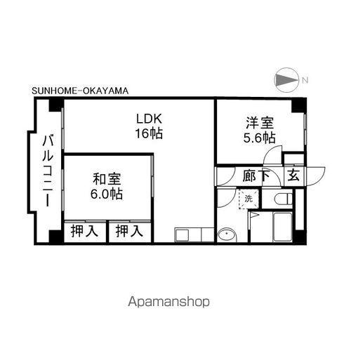 グランデュール今2(2LDK/6階)の間取り写真